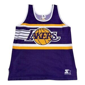 Vintage 80s Starter Los Angeles Lakers Mesh‎ Distressed Jersey Adult Large
